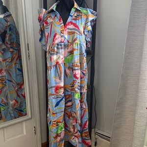 Umgee Multi-Color Floral Print Maxi Dress - Light Blue Base